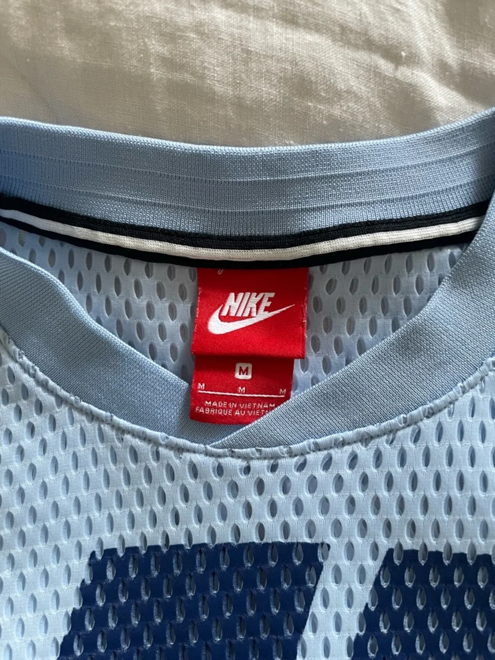 Nike Light Blue and Navy Mesh Tank Top